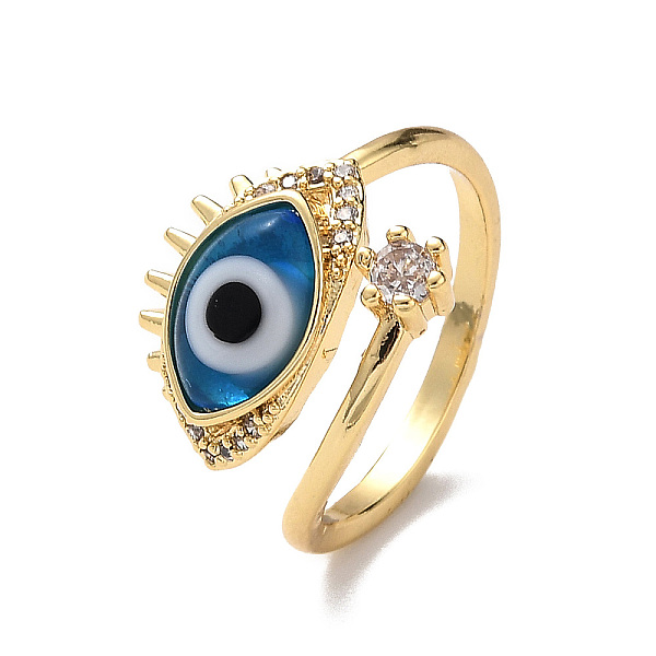 PandaHall Lampwork Evil Eye Open Cuff Ring with Clear Cubic Zirconia, Real 18K Gold Plated Brass Jewelry for Women, Light Sky Blue, Inner...
PandaHall Lampwork Evil Eye Open Cuff Ring with Clear Cubic Zirconia, Real 18K Gold Plated Brass Jewelry for Women, Light Sky Blue, Inner...