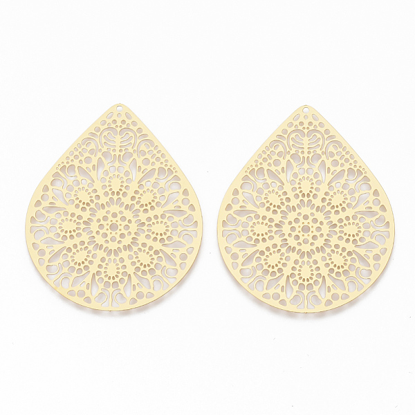 PandaHall 304 Stainless Steel Filigree Joiners, Connector for Jewelry DIY Craft MakingTeardrop, Golden, 48x39x0.5mm, Hole: 1.2mm 304...
PandaHall 304 Stainless Steel Filigree Joiners, Connector for Jewelry DIY Craft MakingTeardrop, Golden, 48x39x0.5mm, Hole: 1.2mm 304...