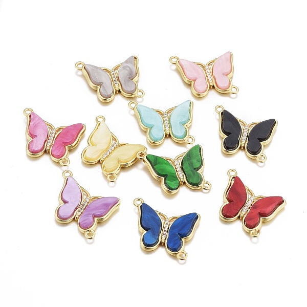 PandaHall Brass Links Connectors, with Resin and Micro Pave Clear Cubic Zirconia, Butterfly, Golden, Mixed Color, 20.5x22x3mm, Hole: 1.5mm..., Multicolor
PandaHall Brass Links Connectors, with Resin and Micro Pave Clear Cubic Zirconia, Butterfly, Golden, Mixed Color, 20.5x22x3mm, Hole: 1.5mm..., Multicolor
