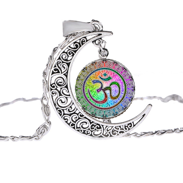 PandaHall Moon with Sun Glass Pendant Necklace, Om Aum Ohm Yoga Theme Alloy Jewelry for Women, Colorful, 17.72 inch(45cm) Glass
PandaHall Moon with Sun Glass Pendant Necklace, Om Aum Ohm Yoga Theme Alloy Jewelry for Women, Colorful, 17.72 inch(45cm) Glass