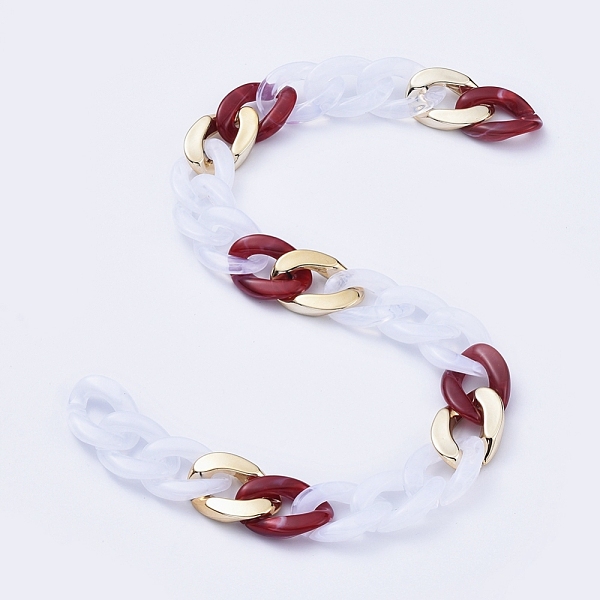 PandaHall Transparent Acrylic Handmade Curb Chain, Twisted Chain, Dark Red, 29~29.5x20.5~21x6mm, about 39.37 inch(1m)/strand Acrylic Red
PandaHall Transparent Acrylic Handmade Curb Chain, Twisted Chain, Dark Red, 29~29.5x20.5~21x6mm, about 39.37 inch(1m)/strand Acrylic Red