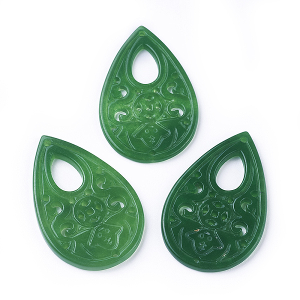 PandaHall Carved Natural White Jade Pendants, Dyed, Teardrop, Green, 41~41.5x27x2~3mm, Hole: 1.2~1.4mm White Jade Teardrop Green
PandaHall Carved Natural White Jade Pendants, Dyed, Teardrop, Green, 41~41.5x27x2~3mm, Hole: 1.2~1.4mm White Jade Teardrop Green