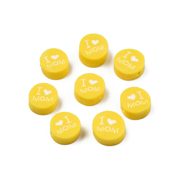 PandaHall Handmade Polymer Clay Beads, Mother's Day Theme, Flat Round with Word I Love MOM, Gold, 8~9.5x3.5~4.5mm, Hole: 1.5mm Polymer Clay...
PandaHall Handmade Polymer Clay Beads, Mother's Day Theme, Flat Round with Word I Love MOM, Gold, 8~9.5x3.5~4.5mm, Hole: 1.5mm Polymer Clay...
