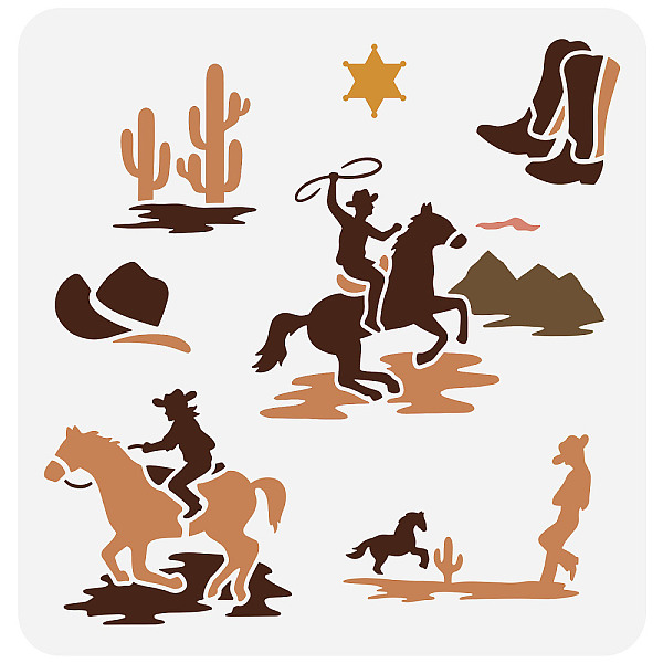 PandaHall PET Hollow Out Drawing Painting Stencils, for DIY Scrapbook, Photo Album, Western Cowboy Theme, 30x30cm Plastic Others
PandaHall PET Hollow Out Drawing Painting Stencils, for DIY Scrapbook, Photo Album, Western Cowboy Theme, 30x30cm Plastic Others