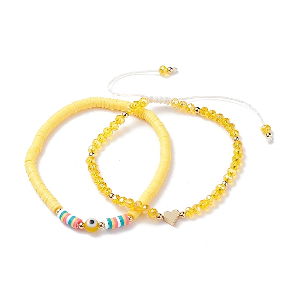PandaHall Heart Braided Bead Bracelets Set, Handmade Polymer Clay Heishi Surfer Bracelets, Preppy Jewelry for Women, Yellow, Inner Diameter...
PandaHall Heart Braided Bead Bracelets Set, Handmade Polymer Clay Heishi Surfer Bracelets, Preppy Jewelry for Women, Yellow, Inner Diameter...