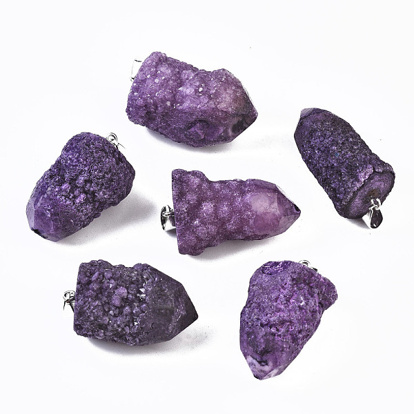 PandaHall Rough Raw Electroplate Natural Druzy Agate Pendants, with Platinum Tone Iron Pinch Bail, Dyed, Nuggets, Medium Orchid...
PandaHall Rough Raw Electroplate Natural Druzy Agate Pendants, with Platinum Tone Iron Pinch Bail, Dyed, Nuggets, Medium Orchid...