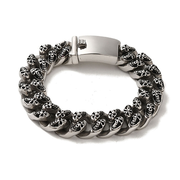 PandaHall 304 Stainless Steel Skull Cuban Link Chain Bracelets for Women Men, Antique Silver, 9-1/8 inch(23cm) 304 Stainless Steel
PandaHall 304 Stainless Steel Skull Cuban Link Chain Bracelets for Women Men, Antique Silver, 9-1/8 inch(23cm) 304 Stainless Steel