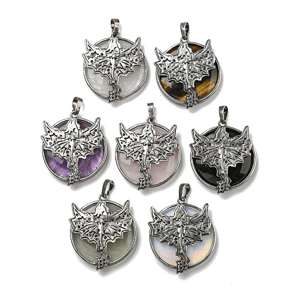 PandaHall Natural & Synthetic Gemstone Mixed Gemstone Flat Round Pendants, Rack Plating Brass Dragon Charms, Antique Silver, Cadmium Free &...
PandaHall Natural & Synthetic Gemstone Mixed Gemstone Flat Round Pendants, Rack Plating Brass Dragon Charms, Antique Silver, Cadmium Free &...