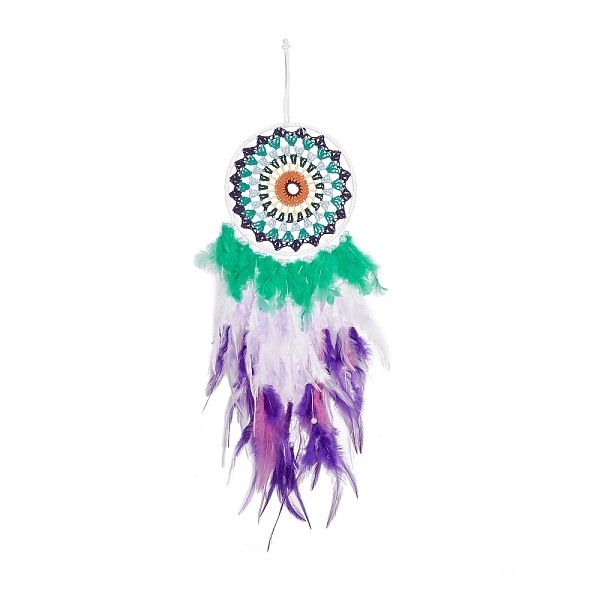 PandaHall Iron Woven Web/Net with Feather Pendant Decorations, with Plastic Beads, Covered with Leather and Cotton Cord, Flat Round...
PandaHall Iron Woven Web/Net with Feather Pendant Decorations, with Plastic Beads, Covered with Leather and Cotton Cord, Flat Round...