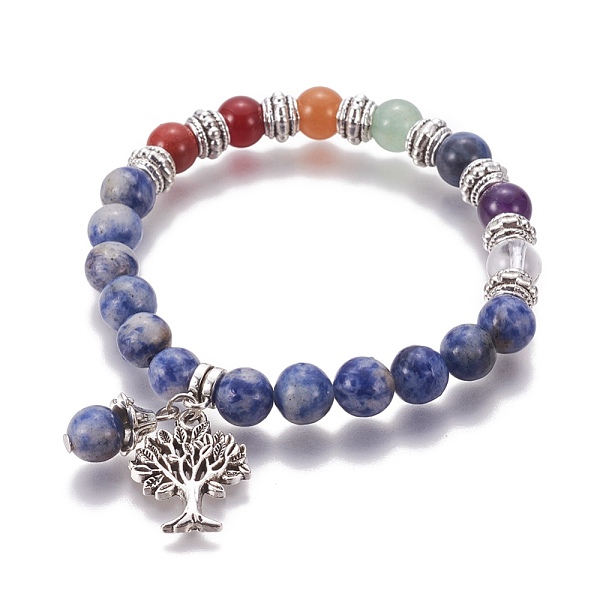 PandaHall Chakra Jewelry, Natural Blue Spot Jasper Bracelets, with Metal Tree Pendants, 50mm Blue Spot Jasper
PandaHall Chakra Jewelry, Natural Blue Spot Jasper Bracelets, with Metal Tree Pendants, 50mm Blue Spot Jasper