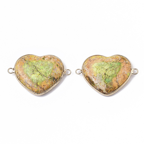 PandaHall Natural Dyed Regalite/Imperial Jasper/Sea Sediment Jasper Links, with Brass Edge Plated and Iron Loops, Heart, Yellow Green...
PandaHall Natural Dyed Regalite/Imperial Jasper/Sea Sediment Jasper Links, with Brass Edge Plated and Iron Loops, Heart, Yellow Green...