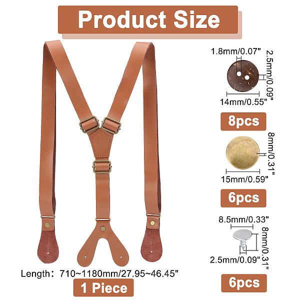 PandaHall SUPERFINDINGS 1pc Gneuine Leather Suspenders Wide Button End Elastic Adjustable Suspenders Y-Back Elastic Tuxedo Suspenders with..., Brown
PandaHall SUPERFINDINGS 1pc Gneuine Leather Suspenders Wide Button End Elastic Adjustable Suspenders Y-Back Elastic Tuxedo Suspenders with..., Brown