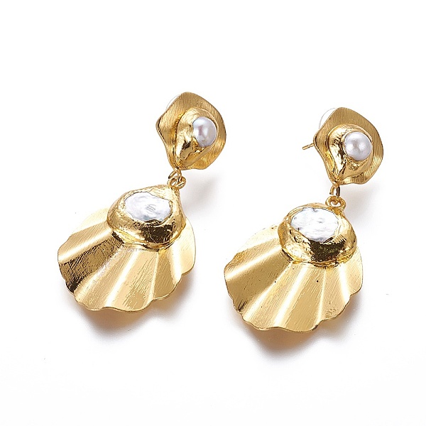 PandaHall Natural Pearl Dangle Stud Earrings, with Brass Findings and Plastic Ear Nuts, Golden, 53~54mm, Pin: 0.8mm Pearl White
PandaHall Natural Pearl Dangle Stud Earrings, with Brass Findings and Plastic Ear Nuts, Golden, 53~54mm, Pin: 0.8mm Pearl White
