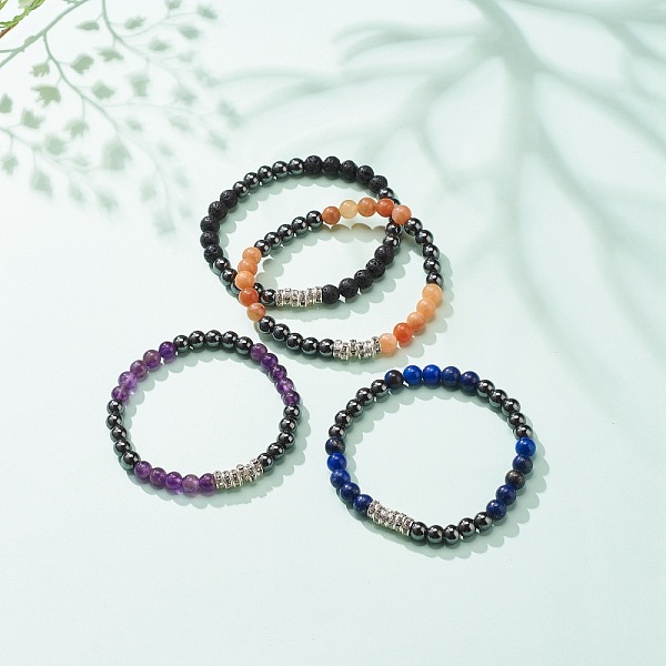 PandaHall Gemstone & Synthetic Hematite Stretch Bracelet for Women, Inner Diameter: 2-1/8 inch(5.5cm) Mixed Stone
PandaHall Gemstone & Synthetic Hematite Stretch Bracelet for Women, Inner Diameter: 2-1/8 inch(5.5cm) Mixed Stone