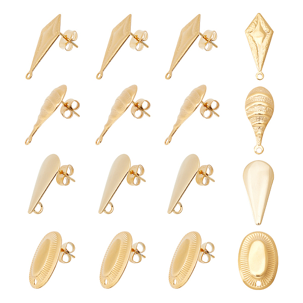 PandaHall arricraft 16 Pcs 4 Styles Stud Earring Posts, Golden Metal Mixed Earring Pin Studs with Butterfly Earring Backs About 0.7×0.4 Inch...
PandaHall arricraft 16 Pcs 4 Styles Stud Earring Posts, Golden Metal Mixed Earring Pin Studs with Butterfly Earring Backs About 0.7×0.4 Inch...