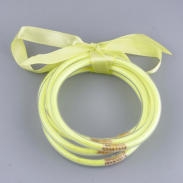 PandaHall PVC Plastic Buddhist Bangle Sets, Jelly Bangles, with Glitter Powder and Polyester Ribbon, Yellow, 2-1/2 inch(6.3cm), 5pcs/set...
PandaHall PVC Plastic Buddhist Bangle Sets, Jelly Bangles, with Glitter Powder and Polyester Ribbon, Yellow, 2-1/2 inch(6.3cm), 5pcs/set...