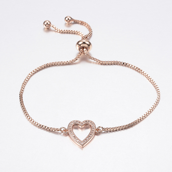 PandaHall Adjustable Brass Bolo Bracelets, Slider Bracelets, with Cubic Zirconia and Box Chains, Heart, Rose Gold, 10-1/4 inch(260mm) Cubic..., Clear
PandaHall Adjustable Brass Bolo Bracelets, Slider Bracelets, with Cubic Zirconia and Box Chains, Heart, Rose Gold, 10-1/4 inch(260mm) Cubic..., Clear