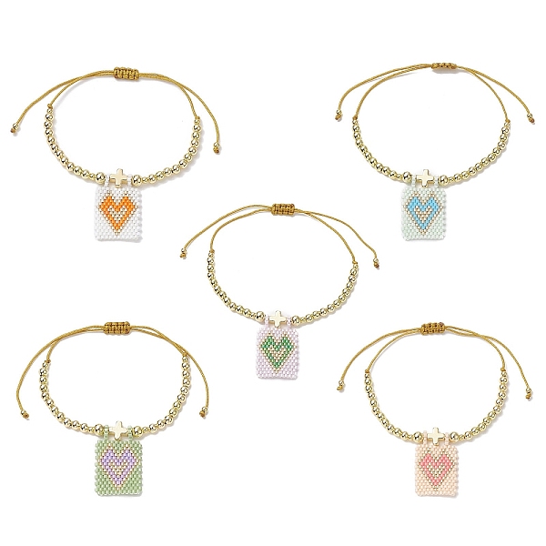 PandaHall Glass Seed Rectangle with Heart Charm Bracelet, Brass Cross Beaded Adjustable Bracelet for Women, Mixed Color, Inner Diameter..., Multicolor
PandaHall Glass Seed Rectangle with Heart Charm Bracelet, Brass Cross Beaded Adjustable Bracelet for Women, Mixed Color, Inner Diameter..., Multicolor