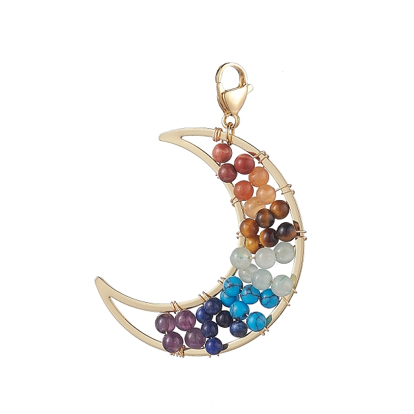 PandaHall Natural/Synthetic Gemstone Bead Pendant Decorations, 304 Stainless Steel Lobster Claw Clasps and Moon Brass Charms, 62mm Mixed...
PandaHall Natural/Synthetic Gemstone Bead Pendant Decorations, 304 Stainless Steel Lobster Claw Clasps and Moon Brass Charms, 62mm Mixed...