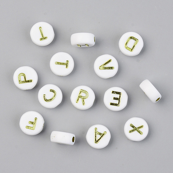 PandaHall Vacuum Plating Opaque Acrylic Beads, Horizontal Hole, Flat Round with Initial Letter, White & Yellow, Mixed, 9.5x4.5mm, Hole: 2mm...
PandaHall Vacuum Plating Opaque Acrylic Beads, Horizontal Hole, Flat Round with Initial Letter, White & Yellow, Mixed, 9.5x4.5mm, Hole: 2mm...