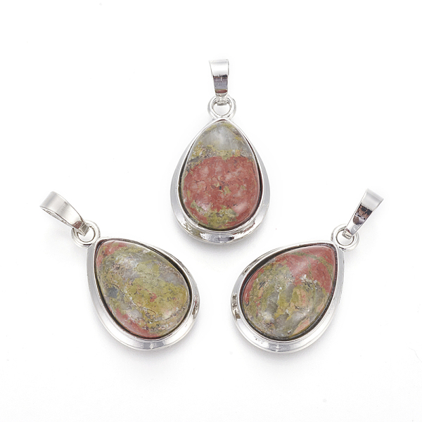 PandaHall Natural Unakite Pendants, with Brass Findings, teardrop, Platinum, 26x16~17x8~10mm, Hole: 8x5mm Unakite Teardrop
PandaHall Natural Unakite Pendants, with Brass Findings, teardrop, Platinum, 26x16~17x8~10mm, Hole: 8x5mm Unakite Teardrop