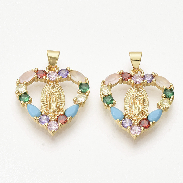 PandaHall Brass Micro Pave Cubic Zirconia Pendants, Heart with Virgin Mary, Colorful, Golden, 23x20.5x2.5mm, Hole: 3x4mm Brass+Cubic...
PandaHall Brass Micro Pave Cubic Zirconia Pendants, Heart with Virgin Mary, Colorful, Golden, 23x20.5x2.5mm, Hole: 3x4mm Brass+Cubic...