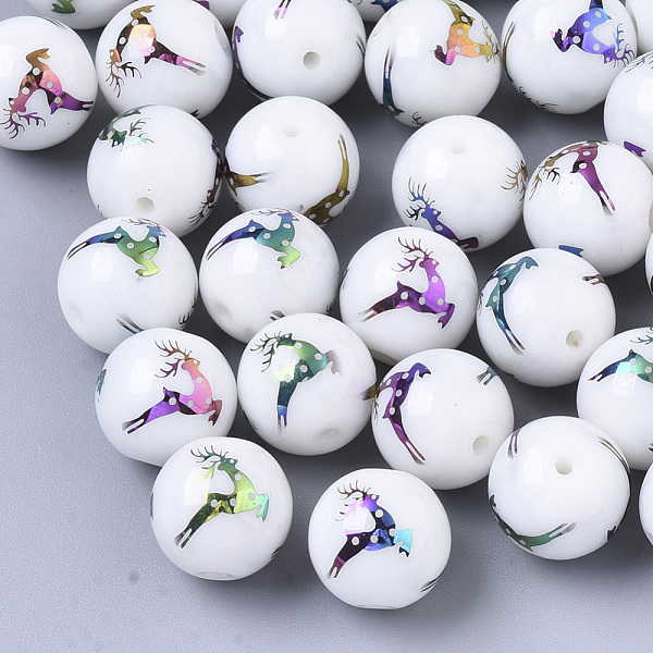 PandaHall Christmas Opaque Glass Beads, Round with Electroplate Elk Christmas Reindeer/Stag Pattern, Multi-color Plated, 10mm, Hole: 1.2mm..., White
PandaHall Christmas Opaque Glass Beads, Round with Electroplate Elk Christmas Reindeer/Stag Pattern, Multi-color Plated, 10mm, Hole: 1.2mm..., White
