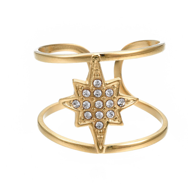 PandaHall 304 Stainless Steel Star Open Cuff Ring with Rhinestone, Hollow Chunky Ring for Women, Golden, US Size 7 3/4(17.9mm) Stainless..., Clear
PandaHall 304 Stainless Steel Star Open Cuff Ring with Rhinestone, Hollow Chunky Ring for Women, Golden, US Size 7 3/4(17.9mm) Stainless..., Clear