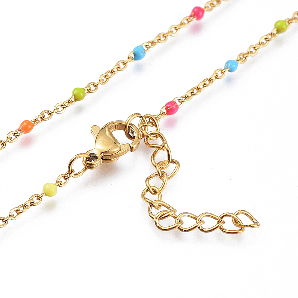 PandaHall Ion Plating(IP) 304 Stainless Steel Cable Chain Anklets, with Enamel Links, Golden, 9-1/8 inch(23.2cm), 2mm Stainless Steel
PandaHall Ion Plating(IP) 304 Stainless Steel Cable Chain Anklets, with Enamel Links, Golden, 9-1/8 inch(23.2cm), 2mm Stainless Steel