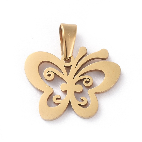 PandaHall 304 Stainless Steel Pendants, Butterfly, Golden, 14~14.5x18~19.5x1.5mm, Hole: 5~8x2.5~3mm 304 Stainless Steel Butterfly
PandaHall 304 Stainless Steel Pendants, Butterfly, Golden, 14~14.5x18~19.5x1.5mm, Hole: 5~8x2.5~3mm 304 Stainless Steel Butterfly