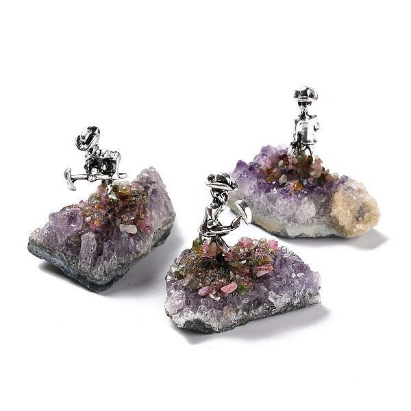 PandaHall Natural Tourmaline Cluster & Alloy Miner Model Ornament, for Desk Home Decoration, 26.5~49.5x25.5~37.5x35.5~41mm Tourmaline Others
PandaHall Natural Tourmaline Cluster & Alloy Miner Model Ornament, for Desk Home Decoration, 26.5~49.5x25.5~37.5x35.5~41mm Tourmaline Others