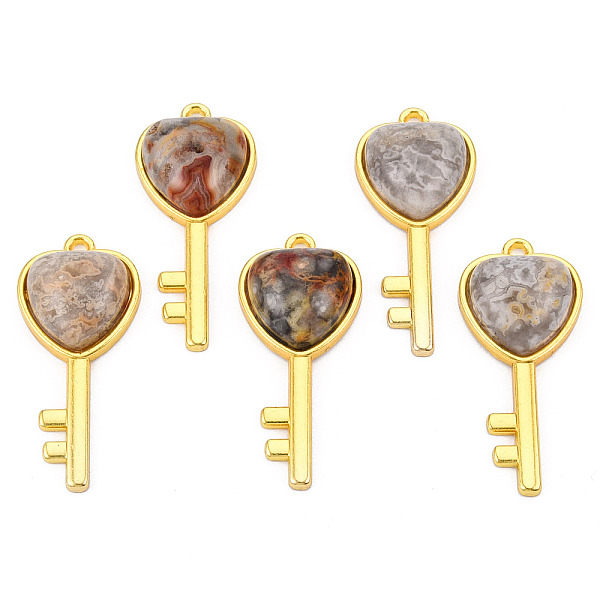 PandaHall Natural Crazy Agate Pendants, with Light Gold Plated Brass Findings, Key with Heart Charm, 38x17x6.5~7mm, Hole: 1.8mm Crazy Agate...
PandaHall Natural Crazy Agate Pendants, with Light Gold Plated Brass Findings, Key with Heart Charm, 38x17x6.5~7mm, Hole: 1.8mm Crazy Agate...