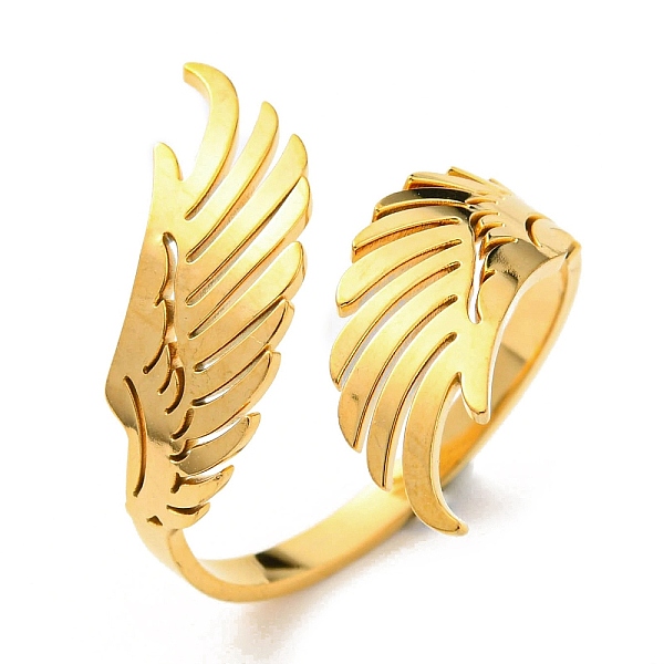 PandaHall 304 Stainless Steel Double Wing Open Cuff Ring, Golden, Inner Diameter: 19mm 304 Stainless Steel Wing
PandaHall 304 Stainless Steel Double Wing Open Cuff Ring, Golden, Inner Diameter: 19mm 304 Stainless Steel Wing