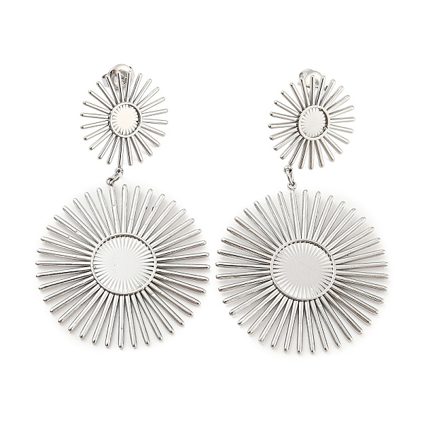 PandaHall 304 Stainless Steel Sun Dangle Stud Earring Finding, Flat Round Cabochon Settings, for Women, Stainless Steel Color, Tray: 6mm &...
PandaHall 304 Stainless Steel Sun Dangle Stud Earring Finding, Flat Round Cabochon Settings, for Women, Stainless Steel Color, Tray: 6mm &...