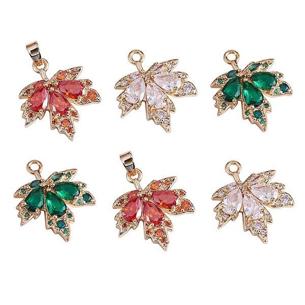 PandaHall 6Pcs Brass Cubic Zirconia Pendants, Maple Leaf Charm, Real 18K Gold Plated, Long-Lasting Plated, Mixed Color, 24x17mm, Hole: 1.8mm..., Multicolor
PandaHall 6Pcs Brass Cubic Zirconia Pendants, Maple Leaf Charm, Real 18K Gold Plated, Long-Lasting Plated, Mixed Color, 24x17mm, Hole: 1.8mm..., Multicolor