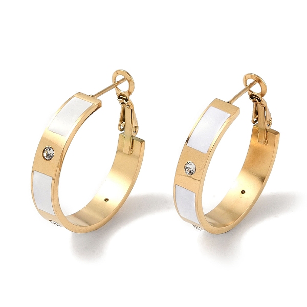 PandaHall 304 Stainless Steel Rhinestone Hoop Earrings for Women, Enamel Style, Real 18K Gold Plated, 28x6mm 304 Stainless Steel White
PandaHall 304 Stainless Steel Rhinestone Hoop Earrings for Women, Enamel Style, Real 18K Gold Plated, 28x6mm 304 Stainless Steel White