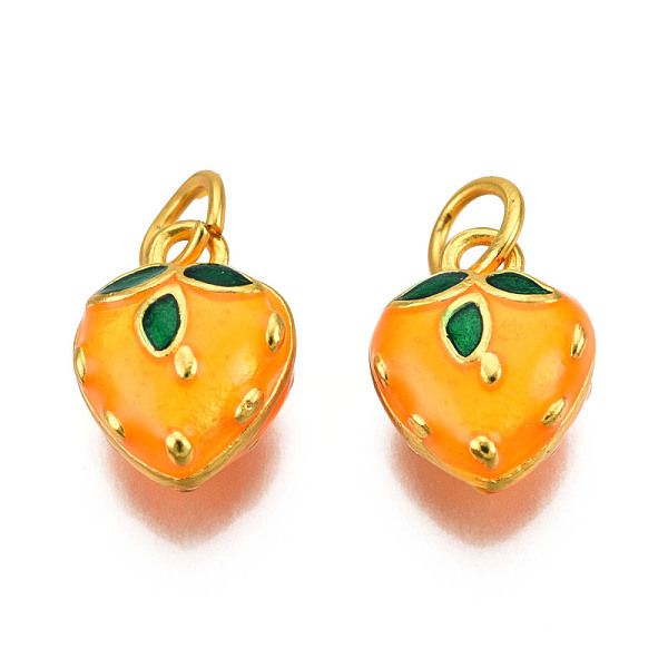 PandaHall Alloy Enamel Charms, Cadmium Free & Lead Free, with Jump Rings, Matte Gold Color, Strawberry, Orange, 12x9.5x6mm, Jump Ring: 5x1mm...
PandaHall Alloy Enamel Charms, Cadmium Free & Lead Free, with Jump Rings, Matte Gold Color, Strawberry, Orange, 12x9.5x6mm, Jump Ring: 5x1mm...
