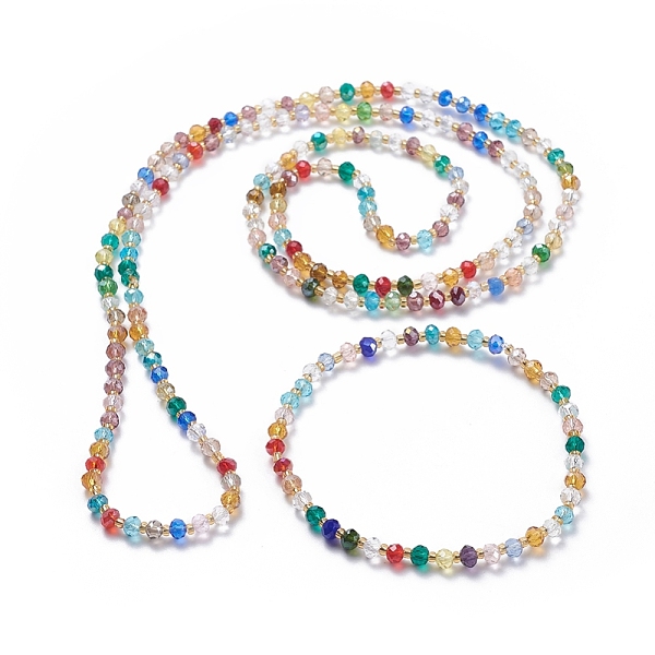 PandaHall Electroplate Faceted Abacus Glass Beads Jewelry Sets, Beaded Necklaces, Stretch Bracelets, with Glass Seed Beads, Mixed Color..., Multicolor
PandaHall Electroplate Faceted Abacus Glass Beads Jewelry Sets, Beaded Necklaces, Stretch Bracelets, with Glass Seed Beads, Mixed Color..., Multicolor