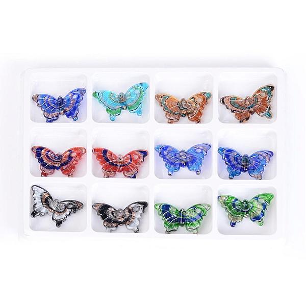 PandaHall Handmade Silver Foil Lampwork Pendants, with Gold Sand, Butterfly, Mixed Color, 38x62x9mm, Hole: 5mm, 12pcs/box Silver Foil..., Multicolor
PandaHall Handmade Silver Foil Lampwork Pendants, with Gold Sand, Butterfly, Mixed Color, 38x62x9mm, Hole: 5mm, 12pcs/box Silver Foil..., Multicolor