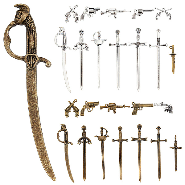 PandaHall SUNNYCLUE 24Pcs 12 Styles Weapon Charms Alloy Pistol Gun Pendants Tibetan Style Swords Knife Charm Jewelry Accessories for DIY...
PandaHall SUNNYCLUE 24Pcs 12 Styles Weapon Charms Alloy Pistol Gun Pendants Tibetan Style Swords Knife Charm Jewelry Accessories for DIY...
