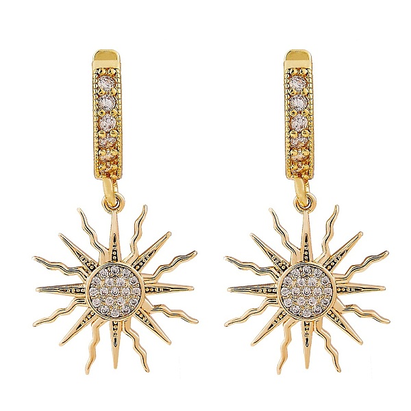 PandaHall Clear Cubic Zirconia Sun Drop Huggie Hoop Earrings, Brass Jewelry for Women, Golden, 32mm, Pin: 0.9mm Cubic Zirconia Sun Clear
PandaHall Clear Cubic Zirconia Sun Drop Huggie Hoop Earrings, Brass Jewelry for Women, Golden, 32mm, Pin: 0.9mm Cubic Zirconia Sun Clear