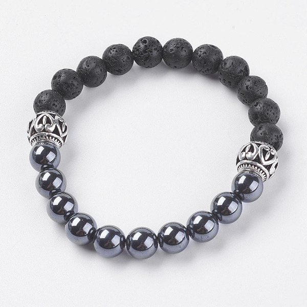 PandaHall Natural Lava Rock Beads Stretch Bracelets, with Synthetic Hematite and Alloy Finding, Antique Silver, 2-1/8 inch(54mm) Mixed Stone
PandaHall Natural Lava Rock Beads Stretch Bracelets, with Synthetic Hematite and Alloy Finding, Antique Silver, 2-1/8 inch(54mm) Mixed Stone