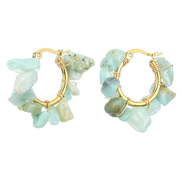 PandaHall Natural Amazonite Chips Braided Hoop Earrings, 304 Stainless Steel Wire Wrap Jewelry for Women, 25~27x28~33x7~9mm, Pin: 0.6mm...
PandaHall Natural Amazonite Chips Braided Hoop Earrings, 304 Stainless Steel Wire Wrap Jewelry for Women, 25~27x28~33x7~9mm, Pin: 0.6mm...