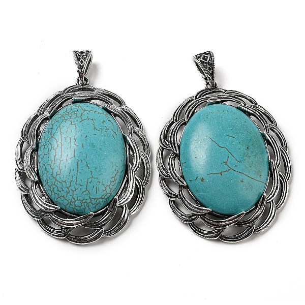 PandaHall Synthetic Turquoise Big Pendants, Tibetan Style Antique Silver Plated Alloy Oval Charms, 61x47x12~14mm, Hole: 8.5x5.5mm Synthetic...
PandaHall Synthetic Turquoise Big Pendants, Tibetan Style Antique Silver Plated Alloy Oval Charms, 61x47x12~14mm, Hole: 8.5x5.5mm Synthetic...