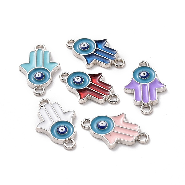 PandaHall Alloy Enamel Links Connectors, Hamsa Hand/Hand of Miriam with Evil Eye, Mixed Color, Platinum, 23.5x14.5x2mm, Hole: 1.8mm..., Multicolor
PandaHall Alloy Enamel Links Connectors, Hamsa Hand/Hand of Miriam with Evil Eye, Mixed Color, Platinum, 23.5x14.5x2mm, Hole: 1.8mm..., Multicolor