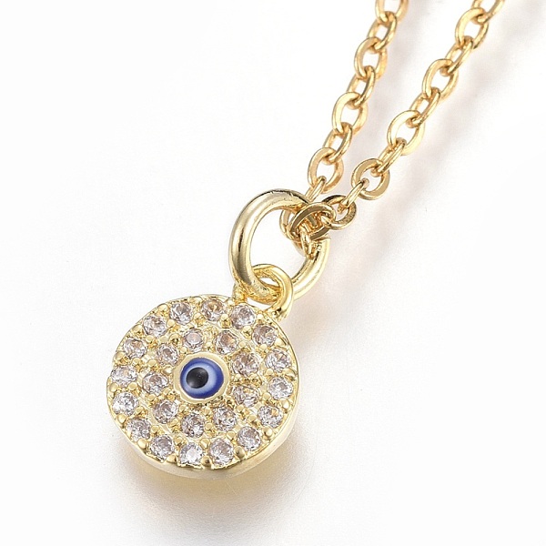 PandaHall 304 Stainless Steel Pendant Necklaces, with Cubic Zirconia, Flat Round with Eye, Clear, Golden, 17.6 inch(45cm), Pendant...
PandaHall 304 Stainless Steel Pendant Necklaces, with Cubic Zirconia, Flat Round with Eye, Clear, Golden, 17.6 inch(45cm), Pendant...