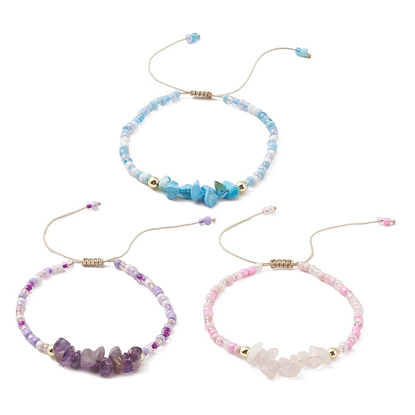 PandaHall 3Pcs 3 Style Natural Mixed Gemstone Chips & Glass Seed Braided Bead Bracelets Sets, Nylon Adjustable Bracelets, Inner Diameter: 2..., Multicolor
PandaHall 3Pcs 3 Style Natural Mixed Gemstone Chips & Glass Seed Braided Bead Bracelets Sets, Nylon Adjustable Bracelets, Inner Diameter: 2..., Multicolor