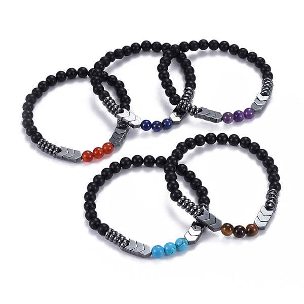 PandaHall Natural Black Agate(Dyed) & Mixed Stone Beads Stretch Bracelets, with Non-Magnetic Synthetic Hematite Beads, 2 inch(5.2cm) Mixed..., Multicolor
PandaHall Natural Black Agate(Dyed) & Mixed Stone Beads Stretch Bracelets, with Non-Magnetic Synthetic Hematite Beads, 2 inch(5.2cm) Mixed..., Multicolor
