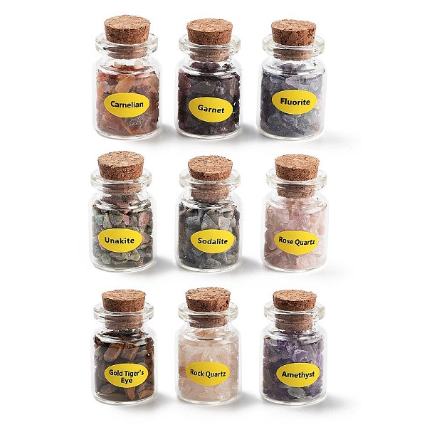 PandaHall Glass Wishing Bottle, For Pendant Decoration, with Gemstone Chip Beads Inside and Cork Stopper, 33mm, about 9pcs/box Mixed Stone...
PandaHall Glass Wishing Bottle, For Pendant Decoration, with Gemstone Chip Beads Inside and Cork Stopper, 33mm, about 9pcs/box Mixed Stone...
