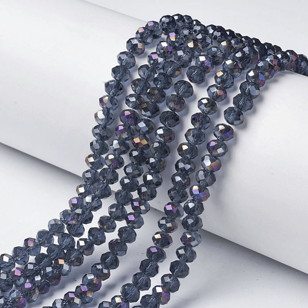 PandaHall Electroplate Transparent Glass Beads Strands, Half Rainbow Plated, Faceted, Rondelle, Steel Blue, 6x5mm, Hole: 1mm, about...
PandaHall Electroplate Transparent Glass Beads Strands, Half Rainbow Plated, Faceted, Rondelle, Steel Blue, 6x5mm, Hole: 1mm, about...